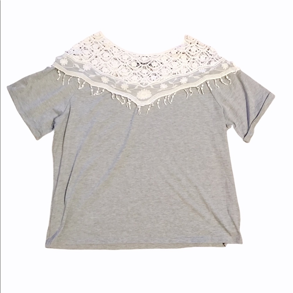 Zanzea Heather Gray Chrocet Lace Top 4XL New - Picture 3 of 5